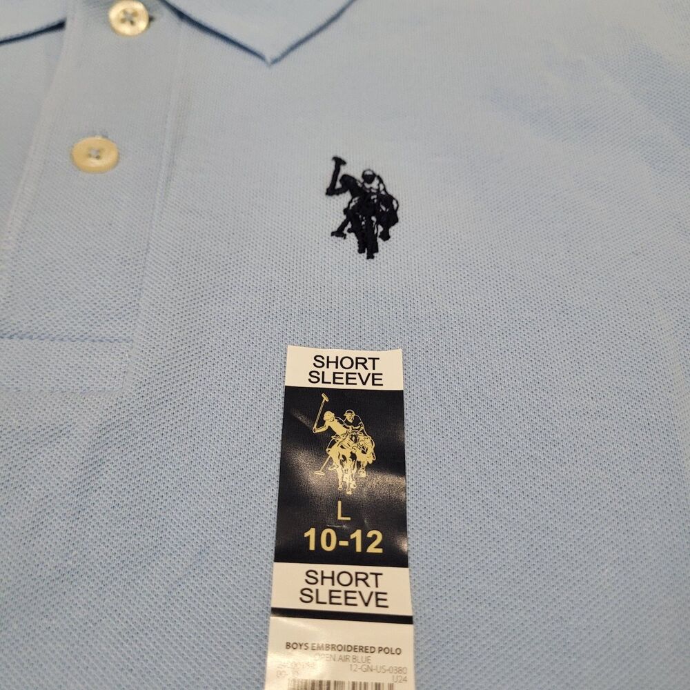 U.S Polo Assn Polo Light Blue Shirt Boys XL 10-12 Short Sleeve NEW - Picture 2 of 8